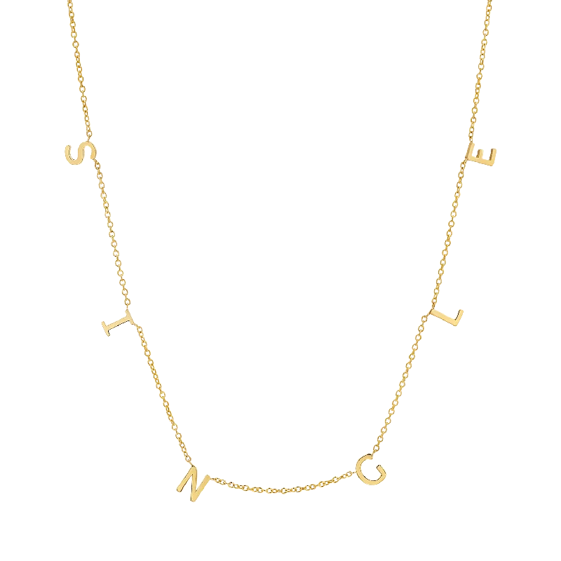 Timeless Elegance At Unbelievable Discounts "SINGLE" Spaced Letter Necklace