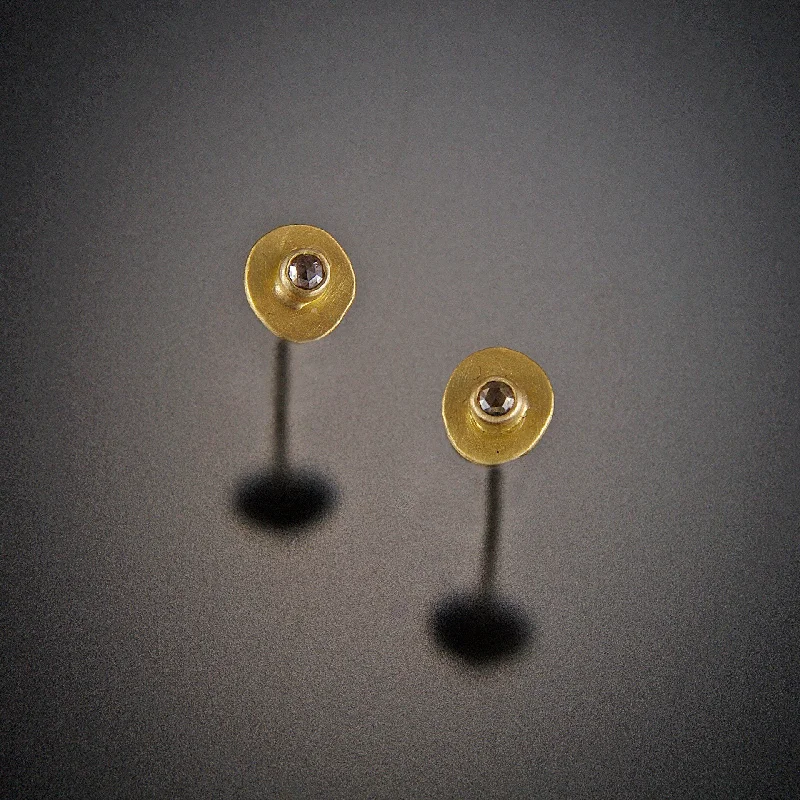 Unique Jewelry Designs Now At Discounted Rates Small Gold Disk Stud Earrings with Diamonds