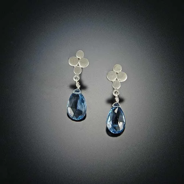 Grab Your Favorite Jewelry At The Lowest Prices Small Multi Disk Stud Earrings with London Blue Topaz Drops