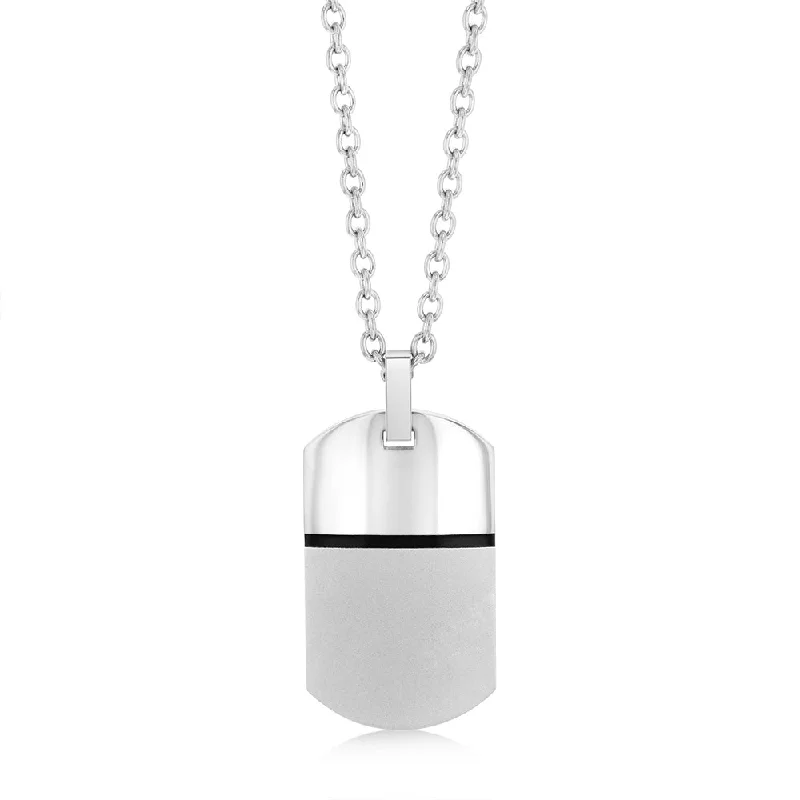 Dazzle In Elegance With Our Biggest Jewelry Sale Stainless Steel Polished And Matt Texture Dog Tag Pendant On Chain