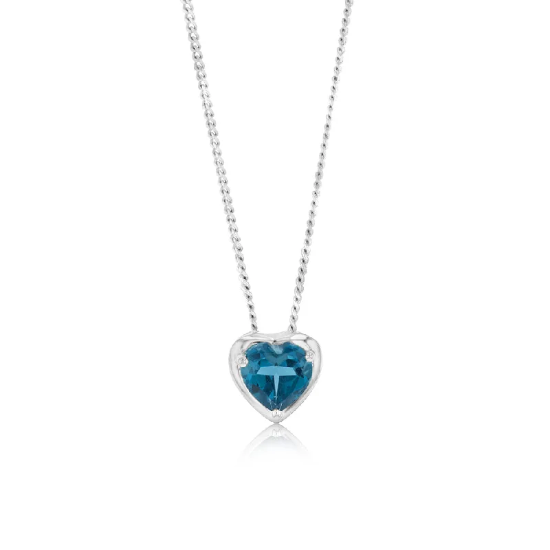 Shop Signature Jewelry Styles At Exclusive Prices Sterling Silver 0.90Ct Natural London Blue Topaz Heart Shaped Pendant
