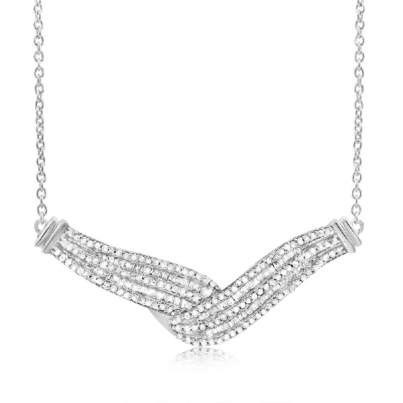 Jewelry Clearance Event – Stock Up Before It's Over Sterling Silver 0.95Carat Diamond 45cm Necklace With Round and Baguette Cut Diamonds