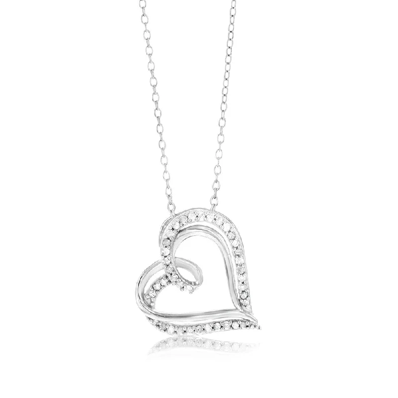 Elegant Necklaces And Bracelets At Limited-Time Offers Sterling Silver 1/5 Carat Diamond Double Heart Pendant on 45cm Chain1/5 Carat Diamond