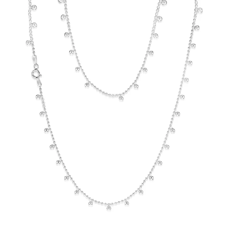 Exclusive Jewelry Sale – Sparkle For Less Sterling Silver Ball Charms On 45cm Ball Chain