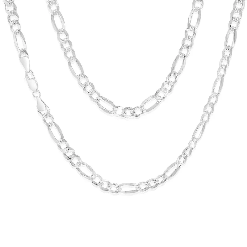 Get The Best Deals On Timeless Jewelry Pieces Sterling Silver Beveled Fancy 1:3 Figaro 160 Gauge 45cm Chain