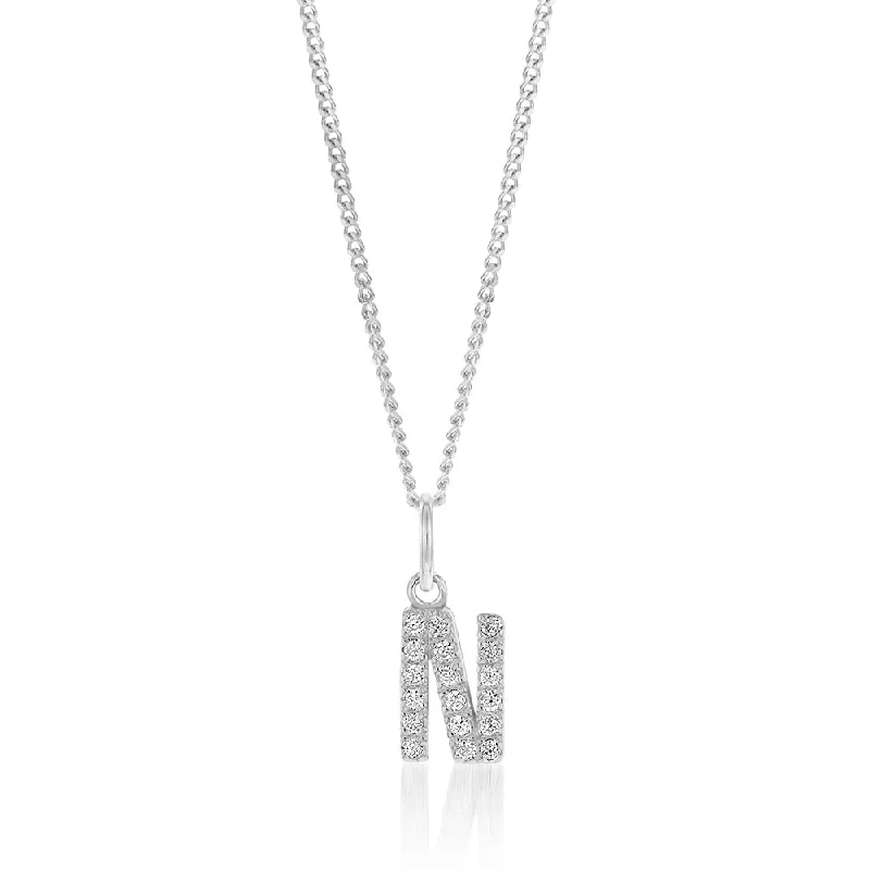 Personalized Jewelry Sale – Unique Gifts At Low Prices Sterling Silver Cubic Zirconia Initial "N" Pendant