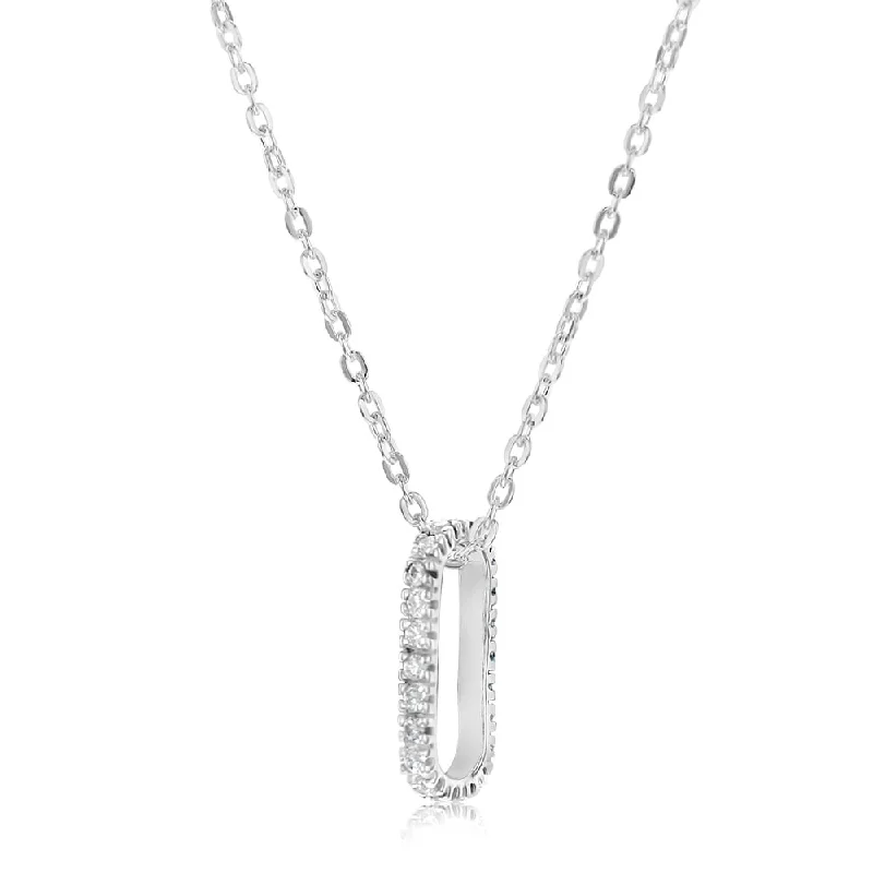 Shine Without Limits – Jewelry Sale Happening Now Sterling Silver Cubic Zirconia Link Pendant On 45cm Chain