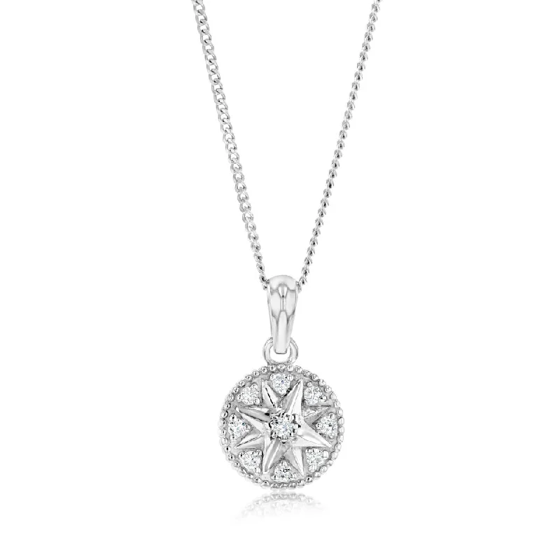 Breathtaking Jewelry, Breathtaking Prices Sterling Silver Cubic Zirconia Star On Round Pendant