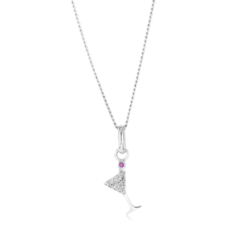 High-End Sparkle, Low-End Prices – Jewelry Sale Live Sterling Silver Cubic Zirconia Wine Glass Pendant