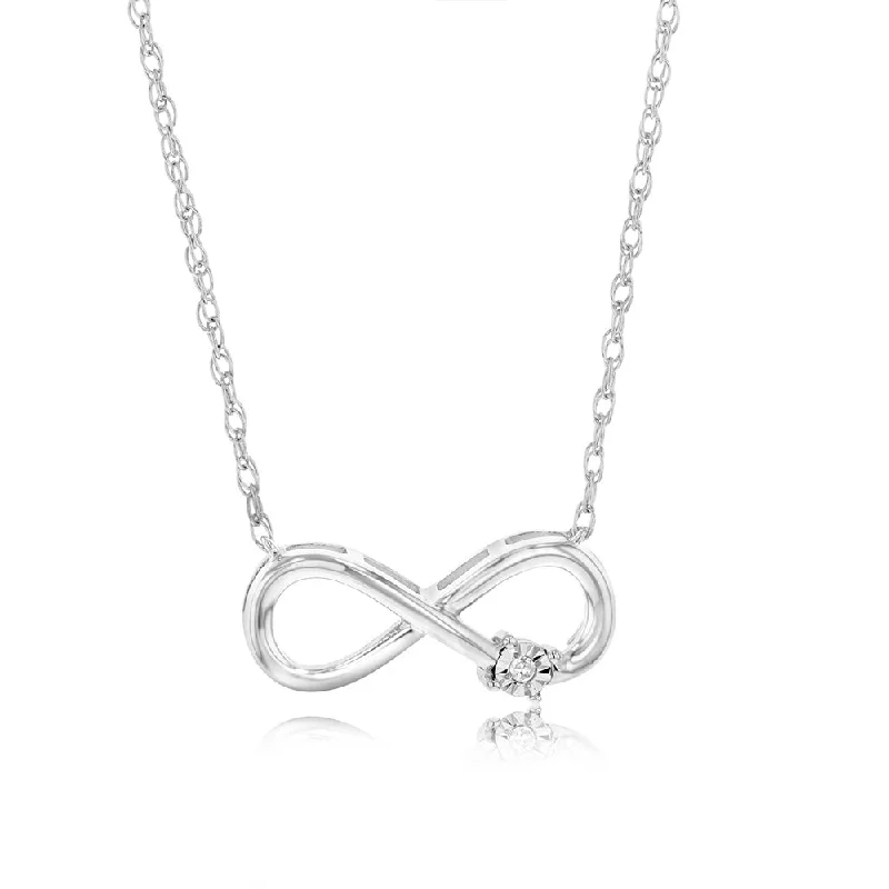 Shop Elegant Jewelry At Unbeatable Prices Sterling Silver Diamond Infinity Pendant on 46cm Rope Chain