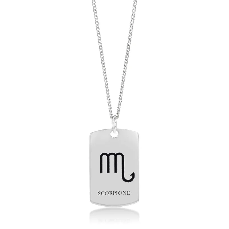 Best Jewelry Sale Prices – Limited-Time Offer Sterling Silver Dog Tag With Scorpio Zodiac/Star Sign Pendant