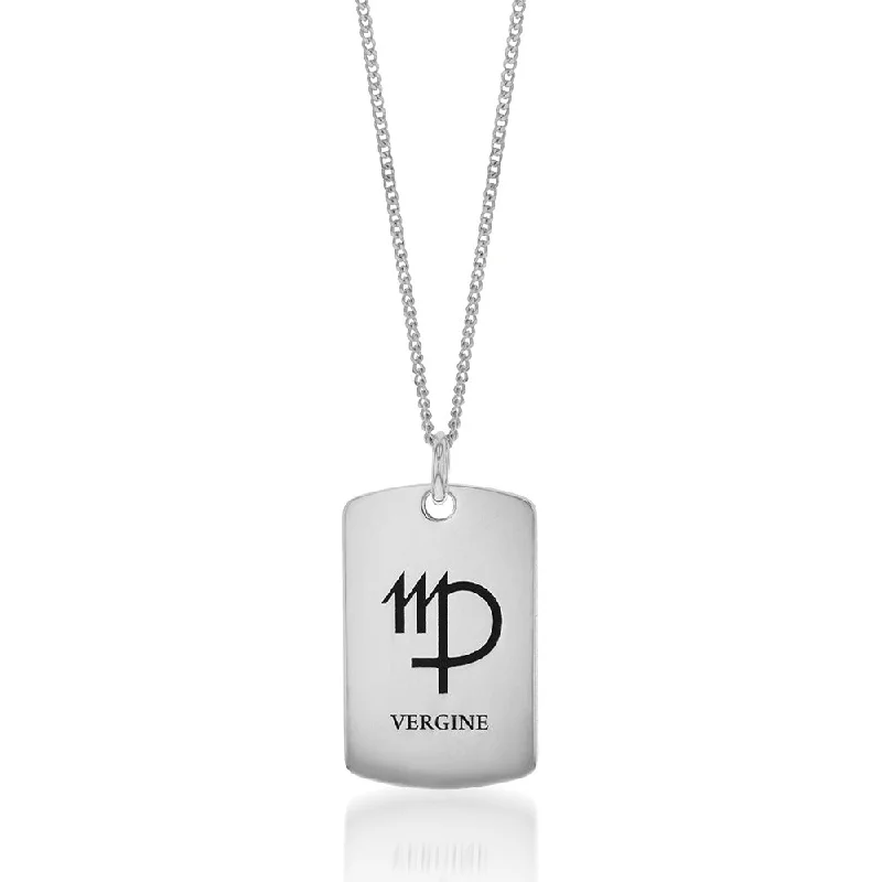 The Perfect Jewelry Piece At The Perfect Discount Sterling Silver Dog Tag With Virgo Zodiac/Star Sign Pendant