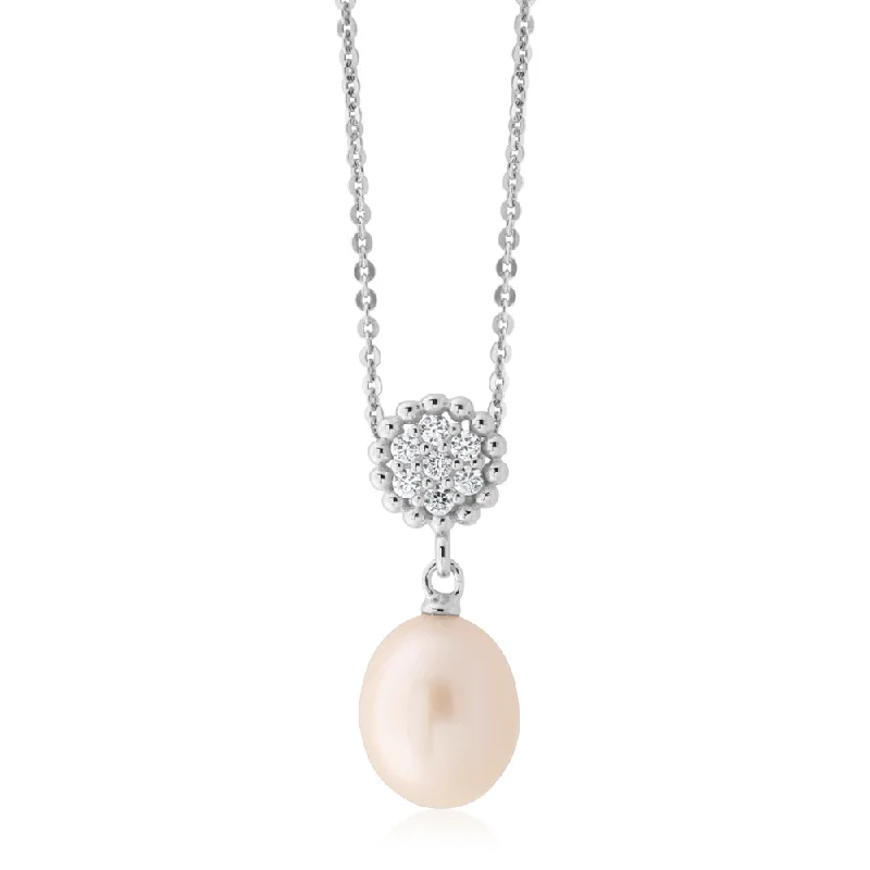 Grab Your Favorite Jewelry At The Lowest Prices Sterling Silver Freshwater Pearl 8.5-9mm & Zirconia Pendant