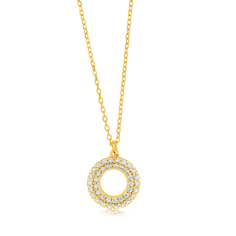 Elegant Designs, Unbeatable Discounts – Shop Jewelry Now Sterling Silver Gold Plated Cubic Zirconia Circle Of Life Pendant On 45cm Chain