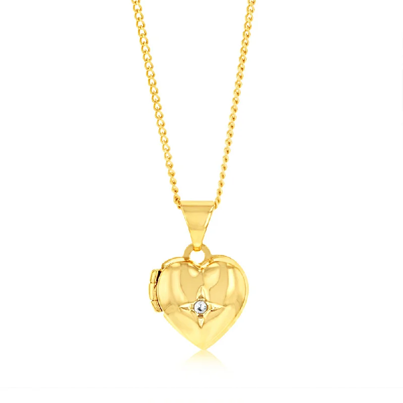 Waterproof Stainless Steel Jewelry For Lasting Beauty Sterling Silver Gold Plated White Zirconia Heart Locket