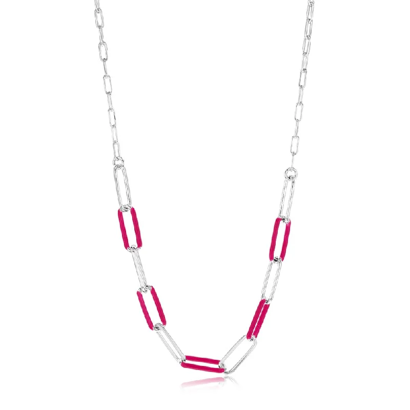 Special Offers On Handcrafted And Designer Jewelry Sterling Silver Pink Enamel On Fancy 40cm Chain
