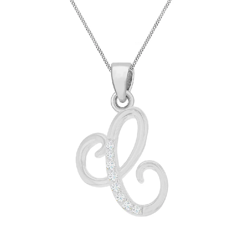 Sparkle For Less – Shop Our Limited-Time Jewelry Deals Sterling Silver Rhodium Plated Cubic Zirconia Script "C" Initial Pendant