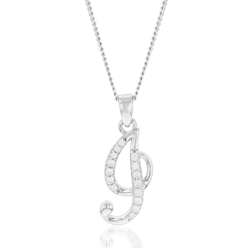 Jewelry Clearance – Final Chance To Save Big Sterling Silver Rhodium Plated Cubic Zirconia Script "I " Initial Pendant