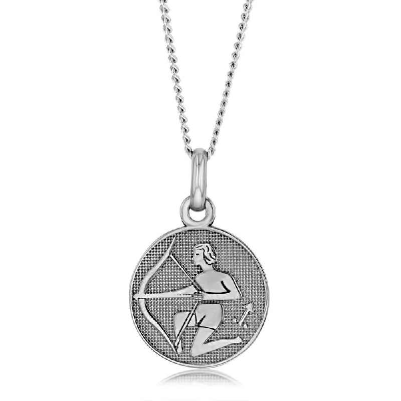 Your Dream Jewelry At Dream Prices – Shop Now Sterling Silver Rhodium Plated Round Zodiac Sagitarius Pendant
