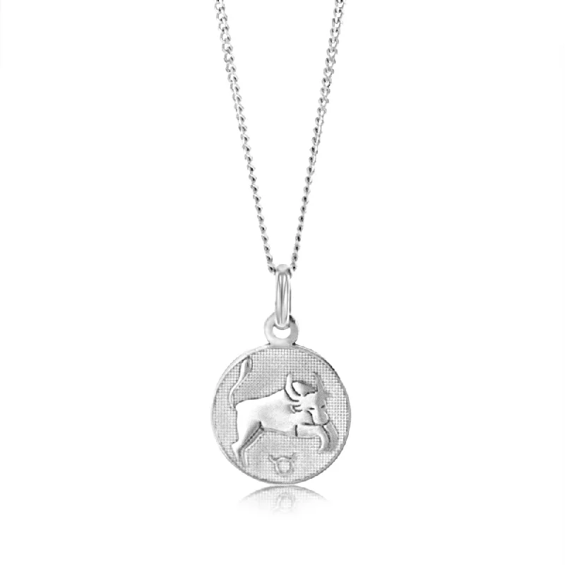 Handmade Pearl Jewelry For Timeless Elegance Sterling Silver Rhodium Plated Round Zodiac Tarus Pendant