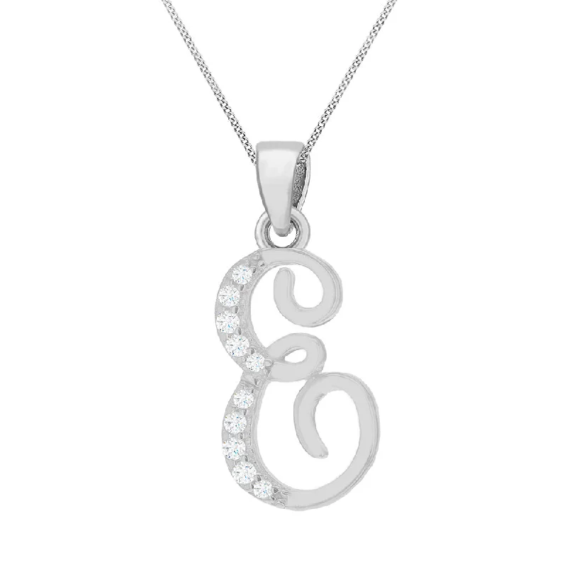 Upgrade Your Jewelry Collection For Less Sterling Silver Rhodium Plated Script "E" Initial Pendant