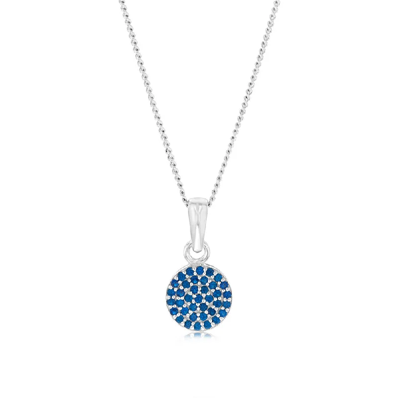 Special Offers On Handcrafted And Designer Jewelry Sterling Silver Round Blue Zirconia Pendant