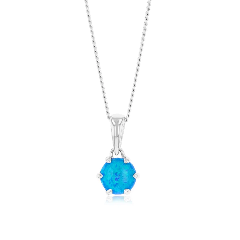 Stunning Jewelry At Even More Stunning Prices Sterling Silver Round Created Blue Opal Pendant