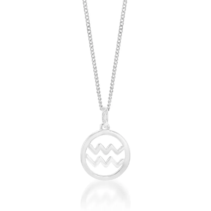Jewelry Sale Bonanza – Grab Your Sparkle Now Sterling Silver Round Zodiac/Star Sign Aquarius Pendant