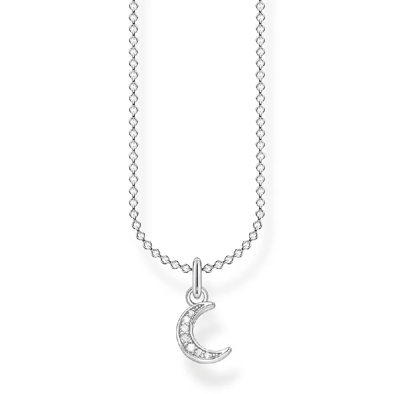 Exclusive Gemstone Jewelry Markdowns – Shop Now Sterling Silver Thomas Sabo Charm Club Moon Zirconia Necklace 38-45cm