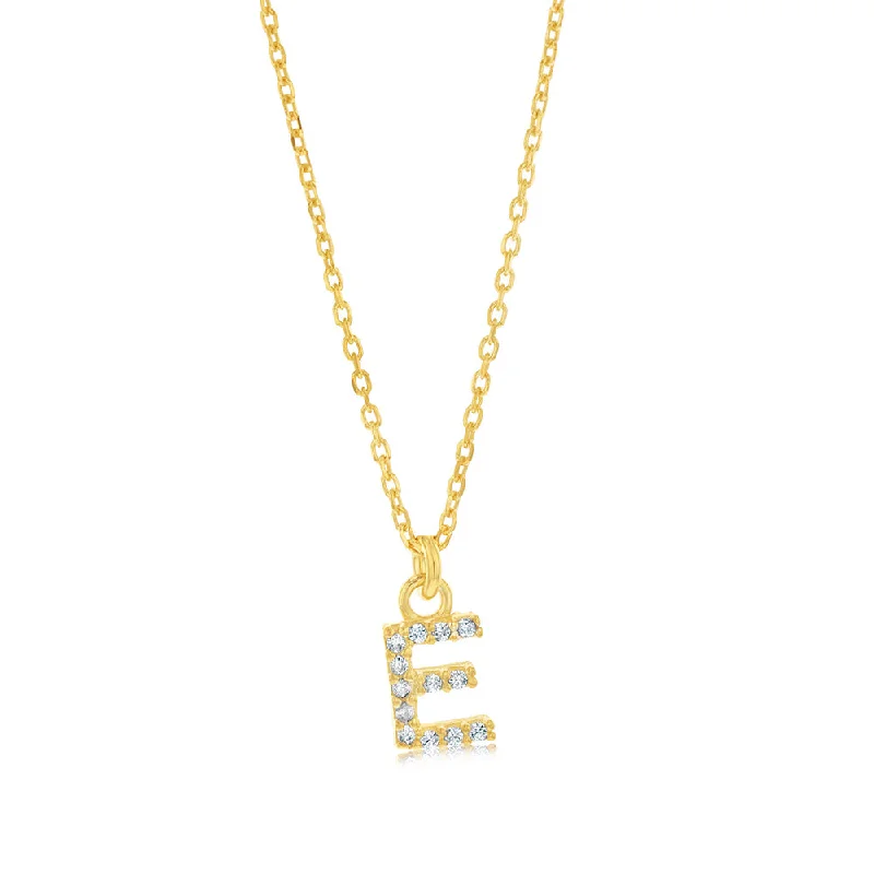 Stunning Jewelry At A Fraction Of The Price Sterling Silver Yellow Gold Plated Initial "E" Pendants On 45cm Chain