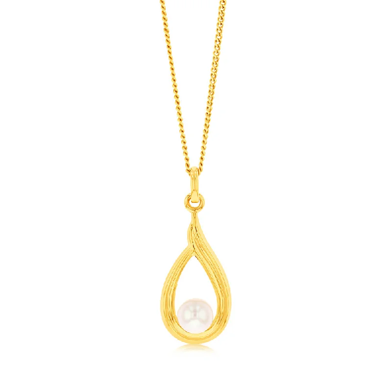 Accessorize For Less – Luxury Jewelry At Affordable Prices Tear Drop Pearl(5mm) Pendant in 9ct Yellow Gold