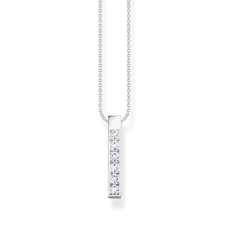 Clearance Sale On High-End Jewelry Collections Thomas Sabo Heritage Engrav Sterling Silver CZ Bar On 40-45cm Chain