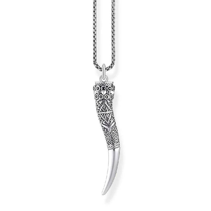 Your Dream Jewelry At Dream Prices – Shop Now Thomas Sabo Sterling Silver Rebel Horn Black Cubic Zirconia on 45-50cm Chain