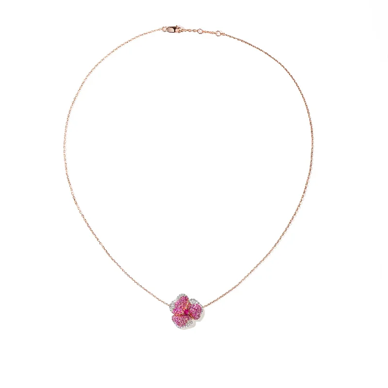 Once-A-Year Jewelry Deals – Shop Before They’Re Gone Bloom Small Flower Dark Pink Sapphire Necklace in Rose Gold