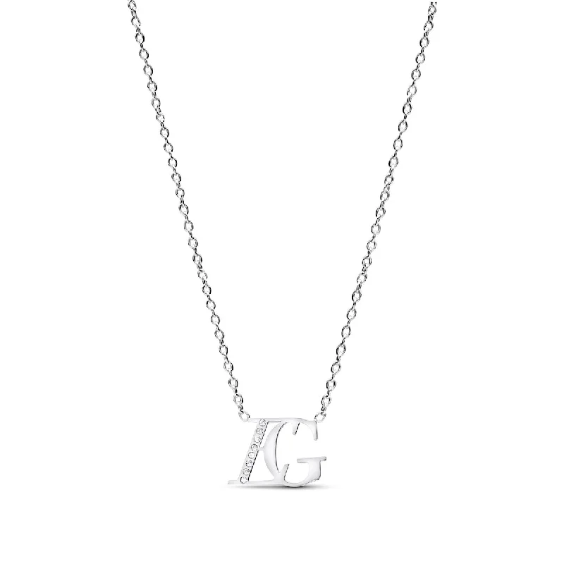 Elegant Jewelry Pieces At Unbelievable Prices Double Initial Crystal Necklace (Silver)