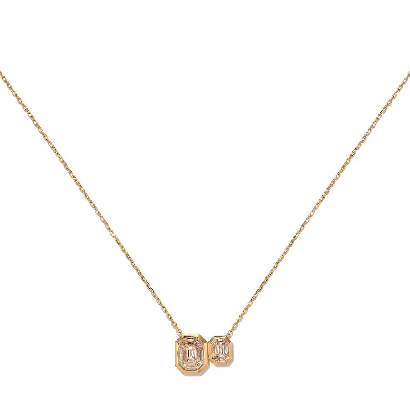 Premium Jewelry Now Available At Special Discounts Illusion Diamond Yellow Gold Duplex Necklace
