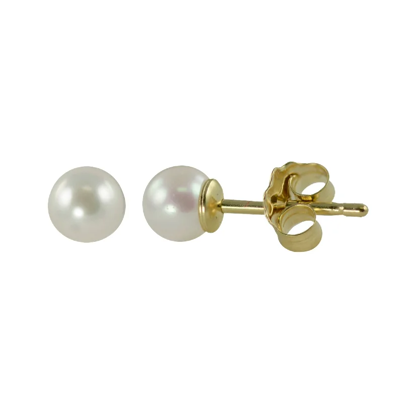 4mm “AA” Akoya Pearl 14K Yellow Gold Stud Earrings