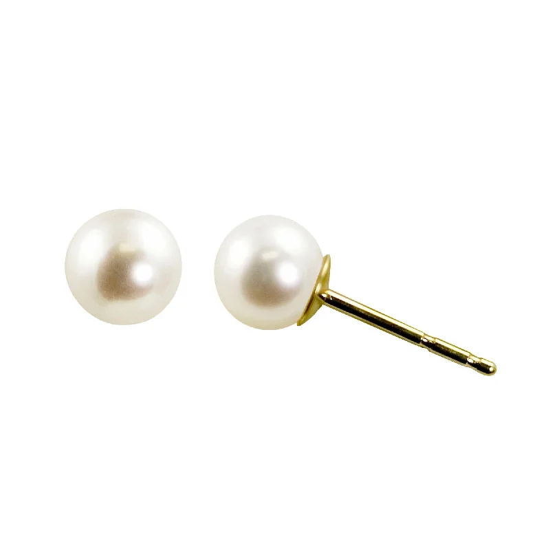 5mm “A” Akoya Pearl 14K Yellow Gold Stud Earrings