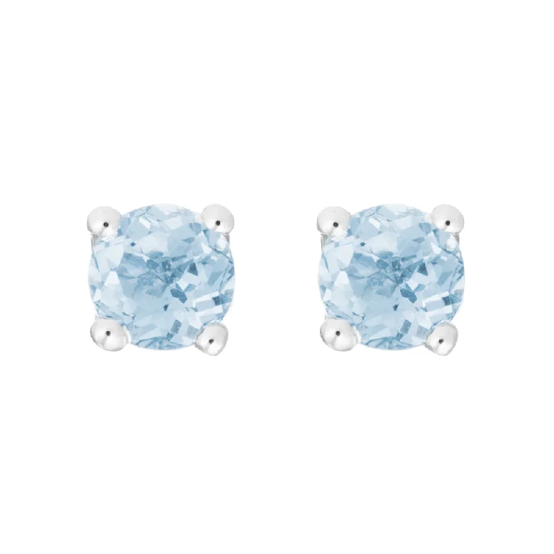 Aquamarine 14K White Gold 4mm Stud Earrings