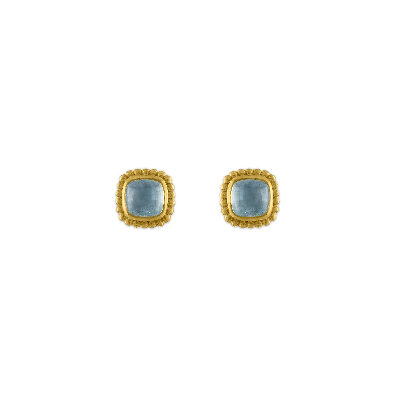 Aquamarine Granulated Stud Earrings