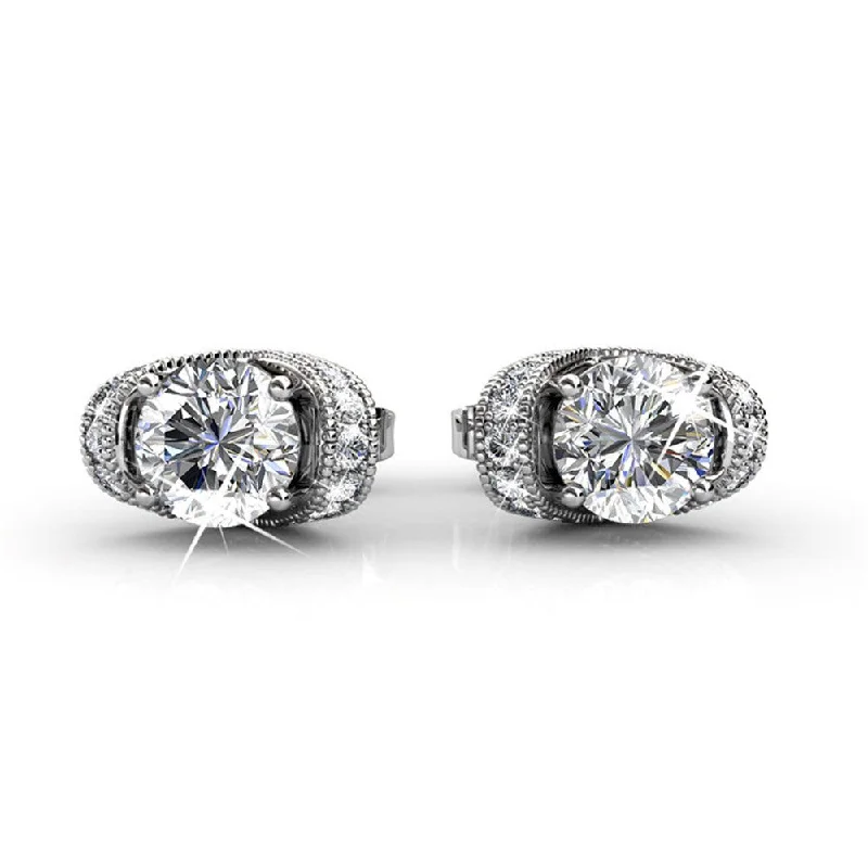 Trending Jewelry Now At Unbeatable Prices Astrid 18k White Gold Plated Stud Earrings with Simulated Diamond Crystals