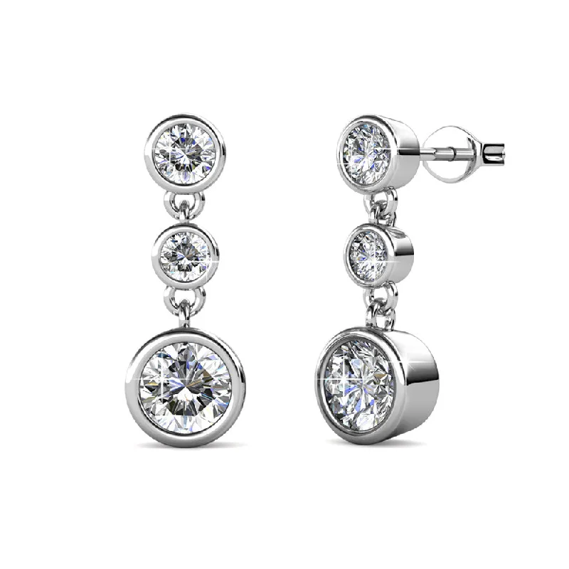 Bailey 18k White Gold Plated Drop Dangle Stud Earrings with Swarovski Crystals