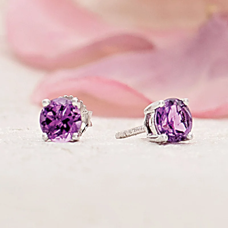 Bremer Jewelry Round Amethyst Stud Earrings in 14K White Gold (0.90ctw)