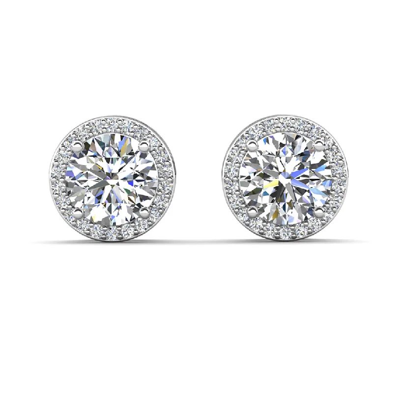 High-End Sparkle, Low-End Prices – Jewelry Sale Live Mariah 18k White Gold Plated Round Cut Halo Stud Earrings with Simulated Diamond Crystals