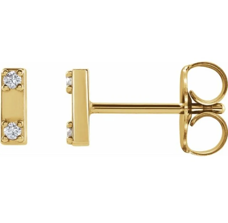 Duo Diamond Bar Stud Earrings