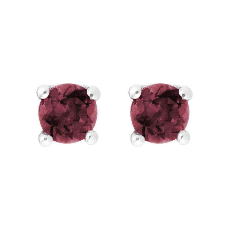 Garnet 14K White Gold 4mm Stud Earrings