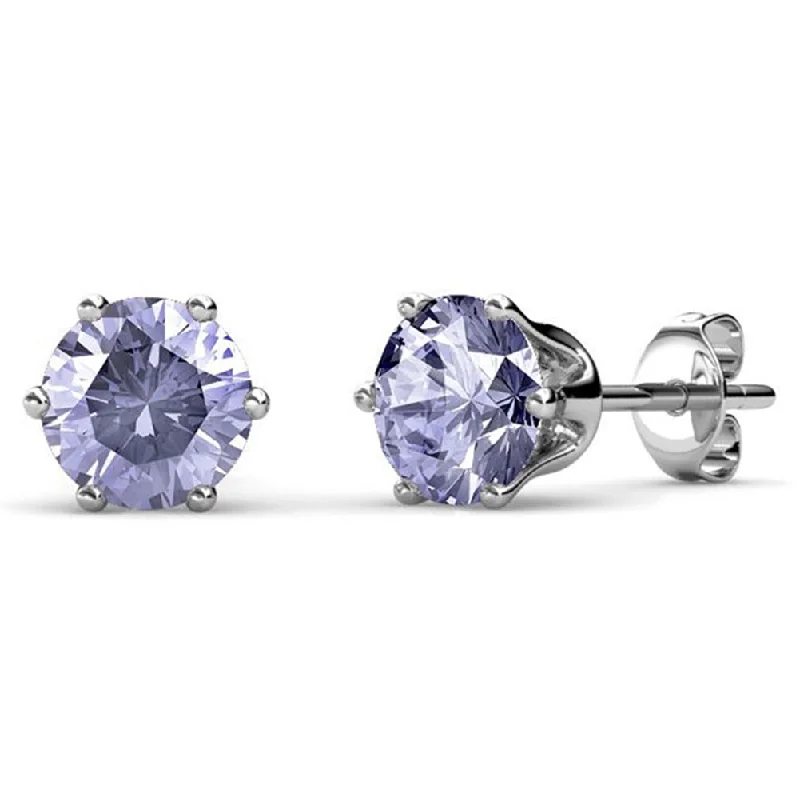 June Birthstone Alexandrite Earrings 18k White Gold Plated Stud Earrings with 1CT Swarovski Crystal