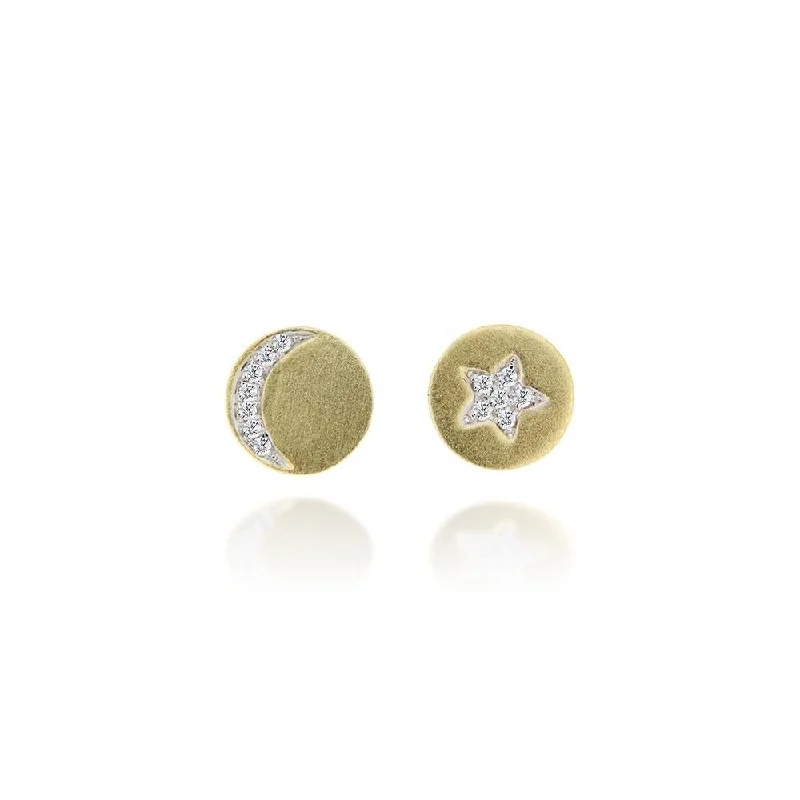 Meira T Yellow Gold Celestial Diamond Stud Earrings