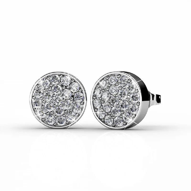 Classic And Modern Jewelry Styles On Sale Nelly 18k White Gold Plated Pave Stud Earrings with Swarovski Crystals
