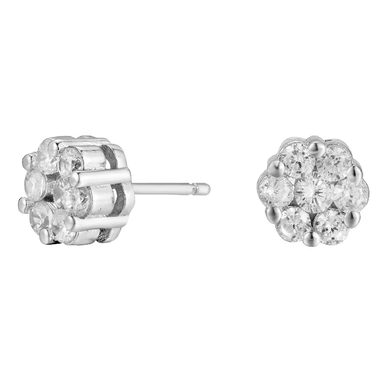 Nova 18k White Gold Plated Stud Earrings with Swarovski Crystals